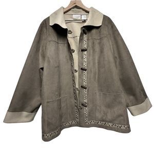 Alfred Dunner Suede Toggled Lagenlook Jacket 18W Women's Plus